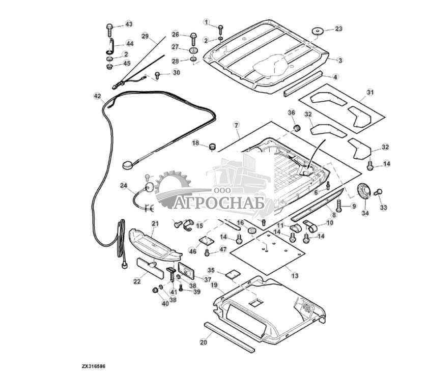 Внутренняя часть крыши кабины 